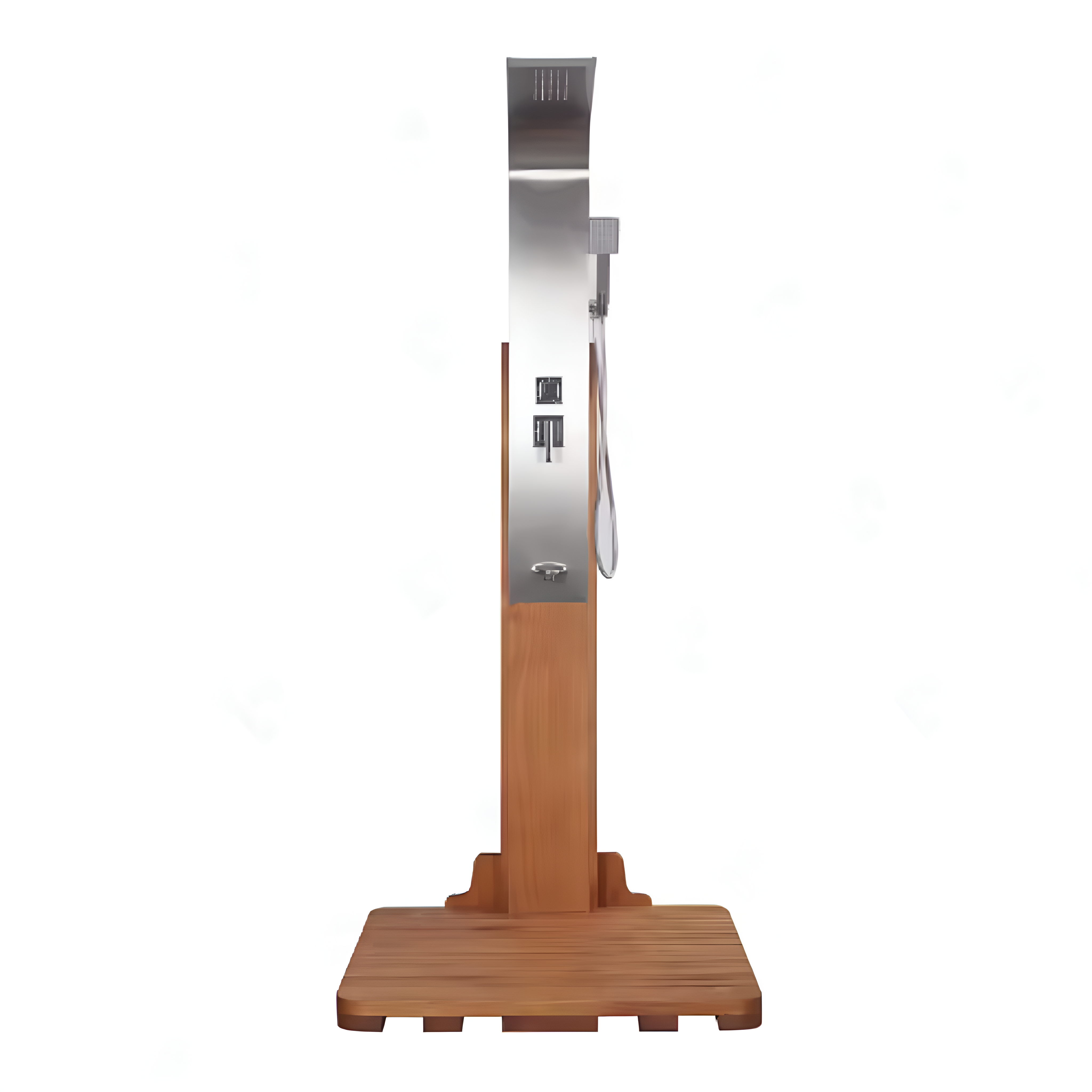 AurumRain Milano Teak & Steel Outdoor Shower Tower