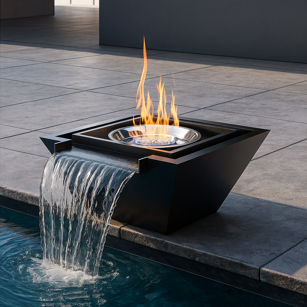 Obsidian Works Onyx Fall 30" Fire & Water Fountain