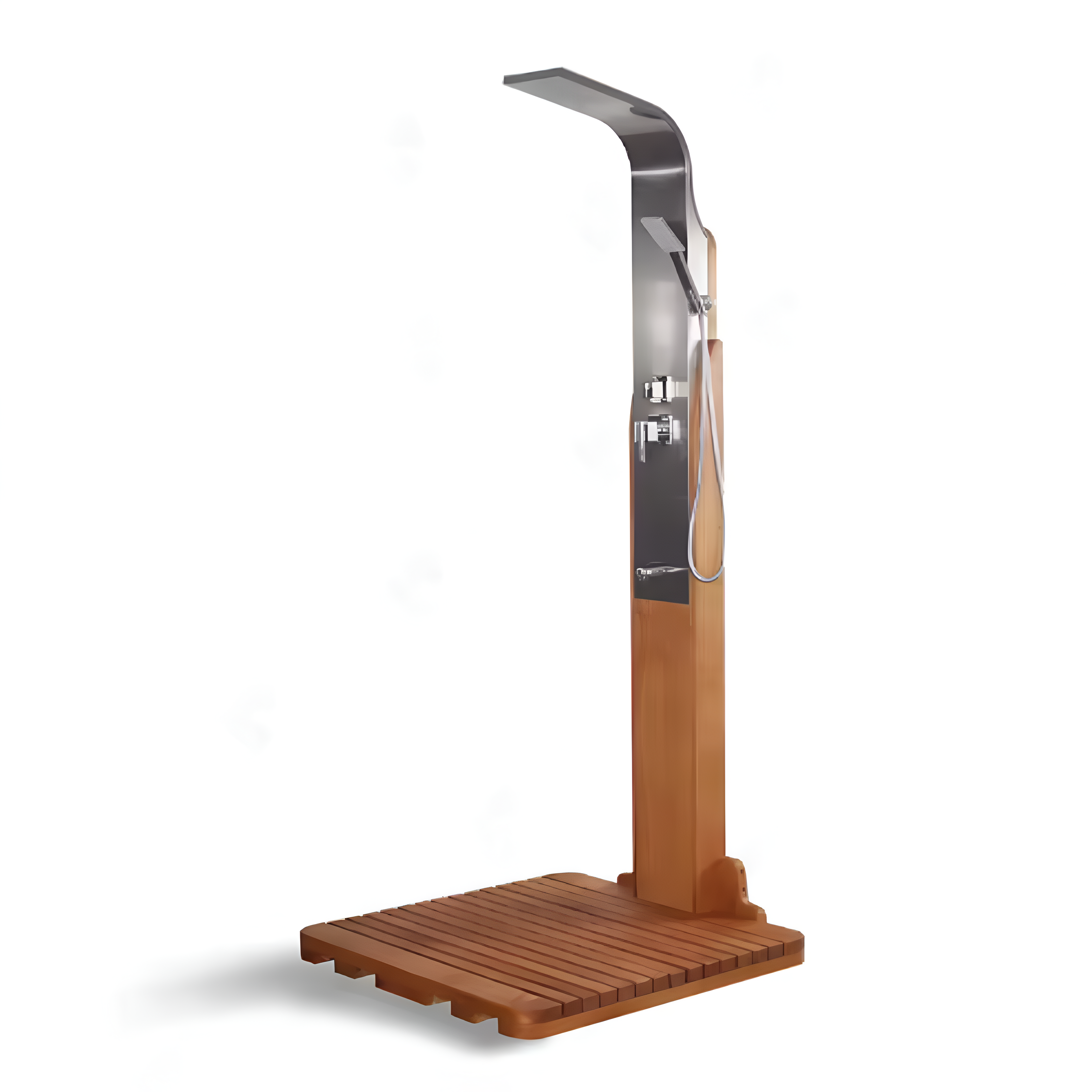 AurumRain Milano Teak & Steel Outdoor Shower Tower