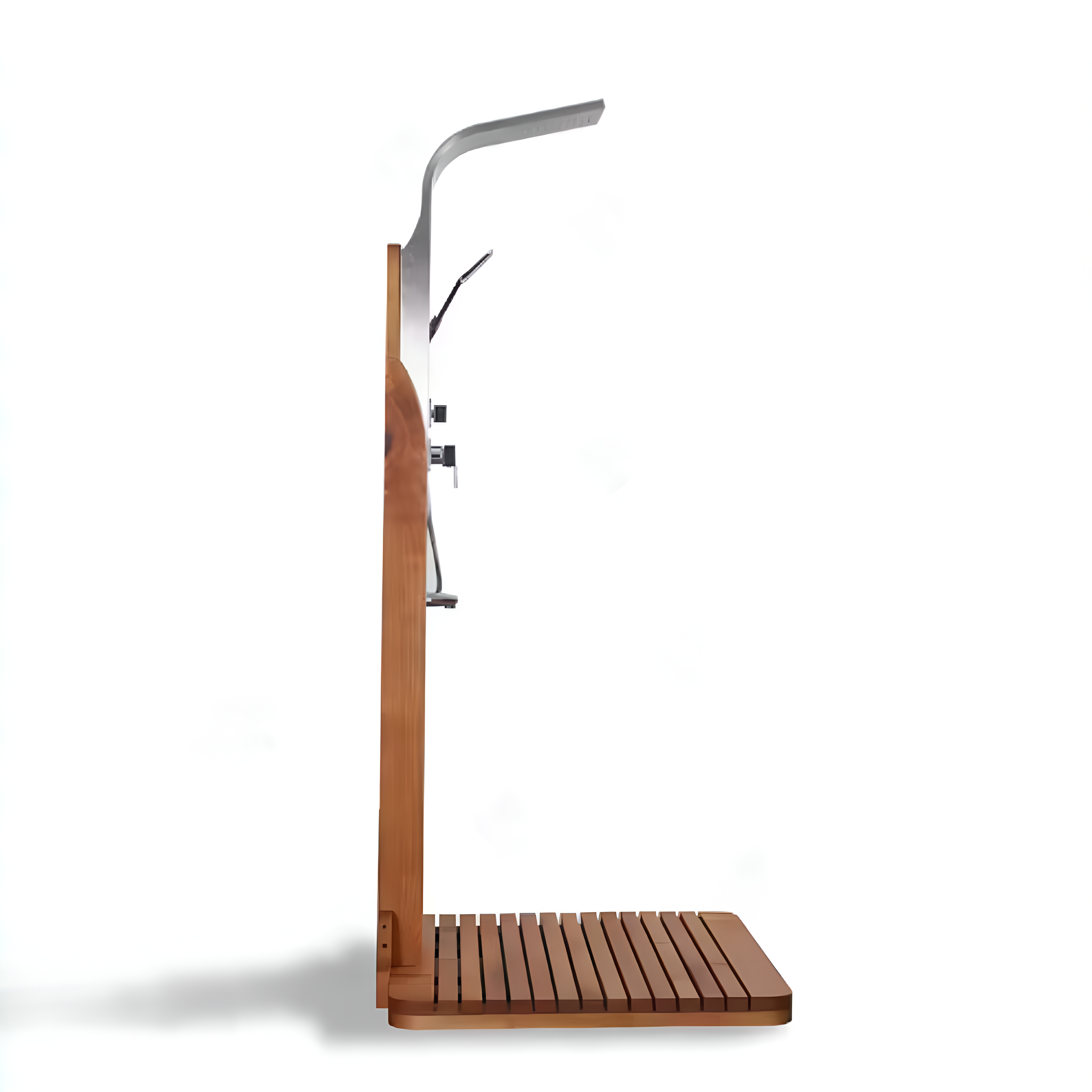 AurumRain Milano Teak & Steel Outdoor Shower Tower