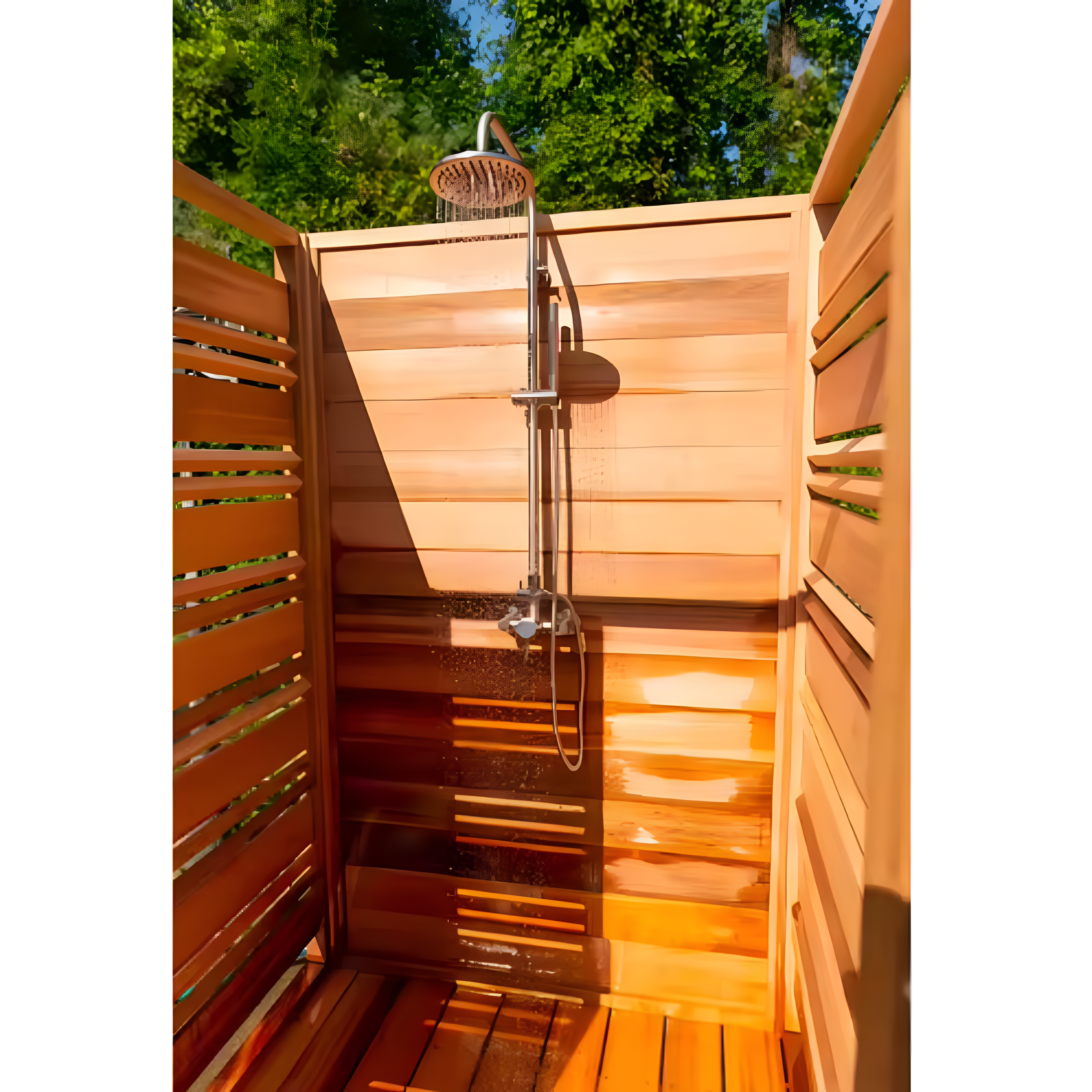 SolaceCraft Aegis Slat Cedar Outdoor Shower Cabana